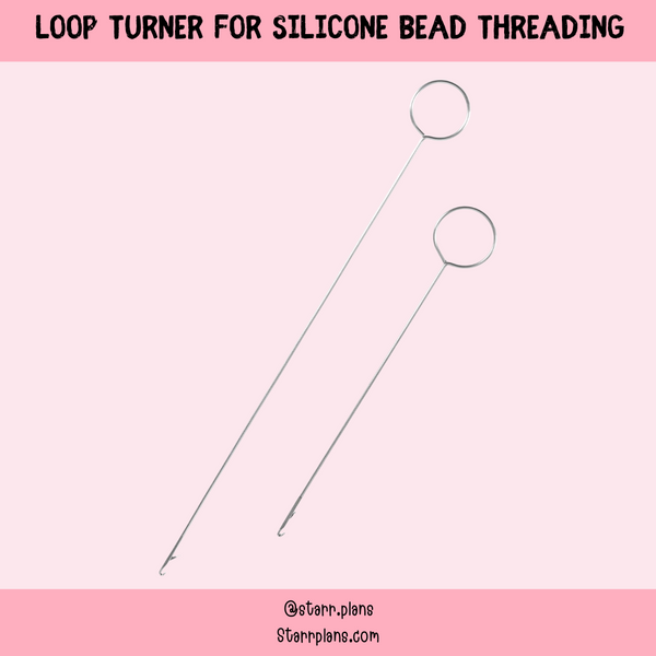 Metal Loop Turner Bead Threader for Wristlet Making and Silicone Beads - Two Sizes