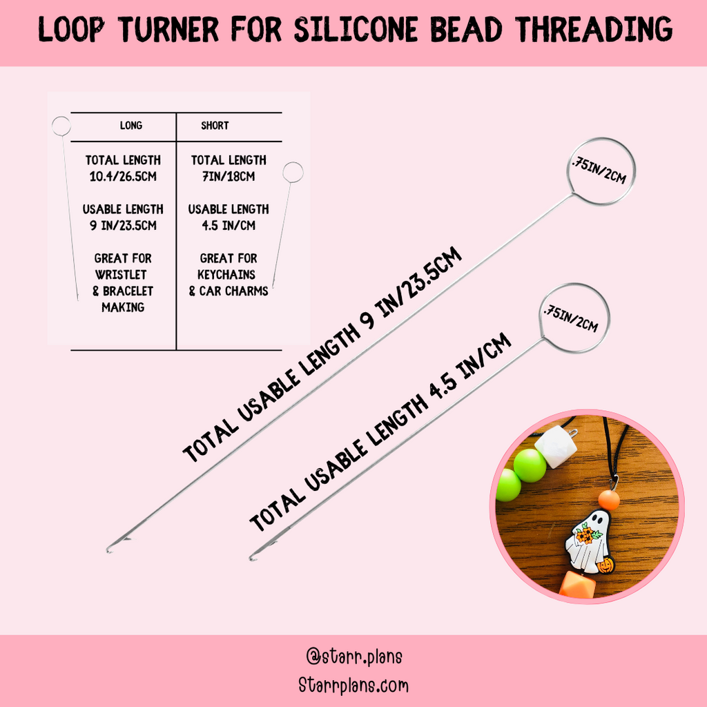 Beading Threader Loop Metal Loop Turner Bead Threader for Wristlet Making and Silicone Beads ...