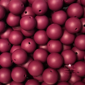 15mm Round Silicone Bead - Maroon 24