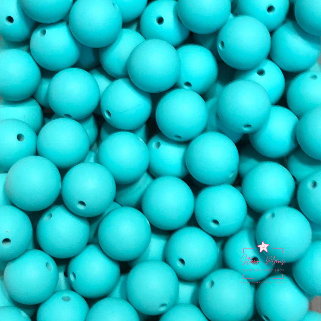 15mm Round Silicone Bead - Mermaid Teal 35
