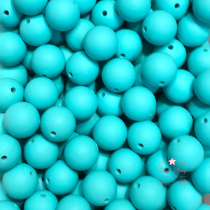 15mm Round Silicone Bead - Mermaid Teal 35
