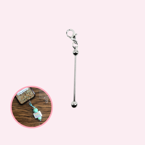 Beadable Blanks - Mini Beadable Bar with Small Clip for Phone Charms