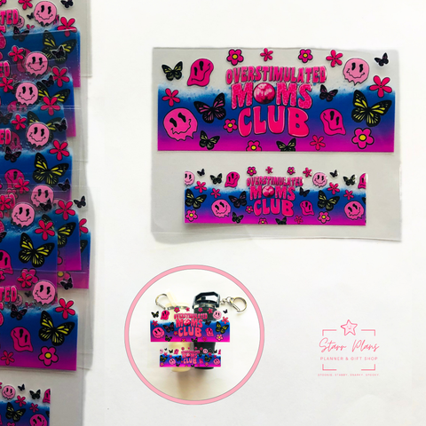 Mini Tumbler UVDTF Decal - Mom - Overstimulated Moms Club Trippy Daisy