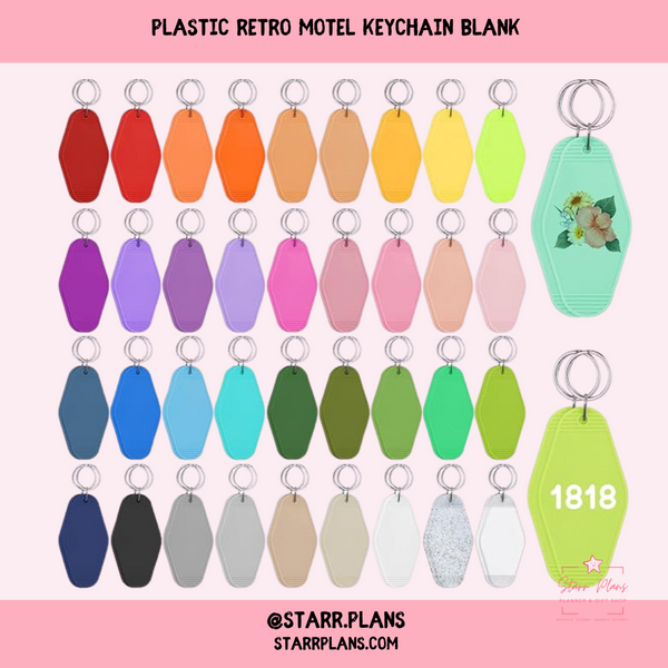 Retro Motel Keychain Blank - 38 Color Options for Decals & Crafting