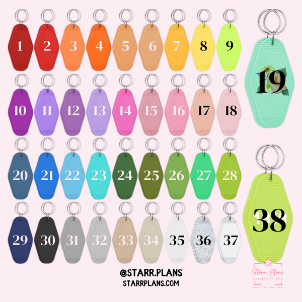 Retro Motel Keychain Blank - 38 Color Options for Decals & Crafting