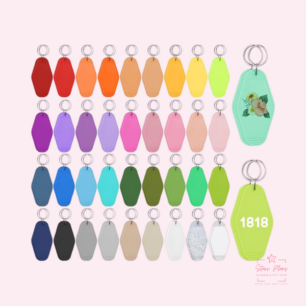 Retro Motel Keychain Blank - 38 Color Options for Decals & Crafting