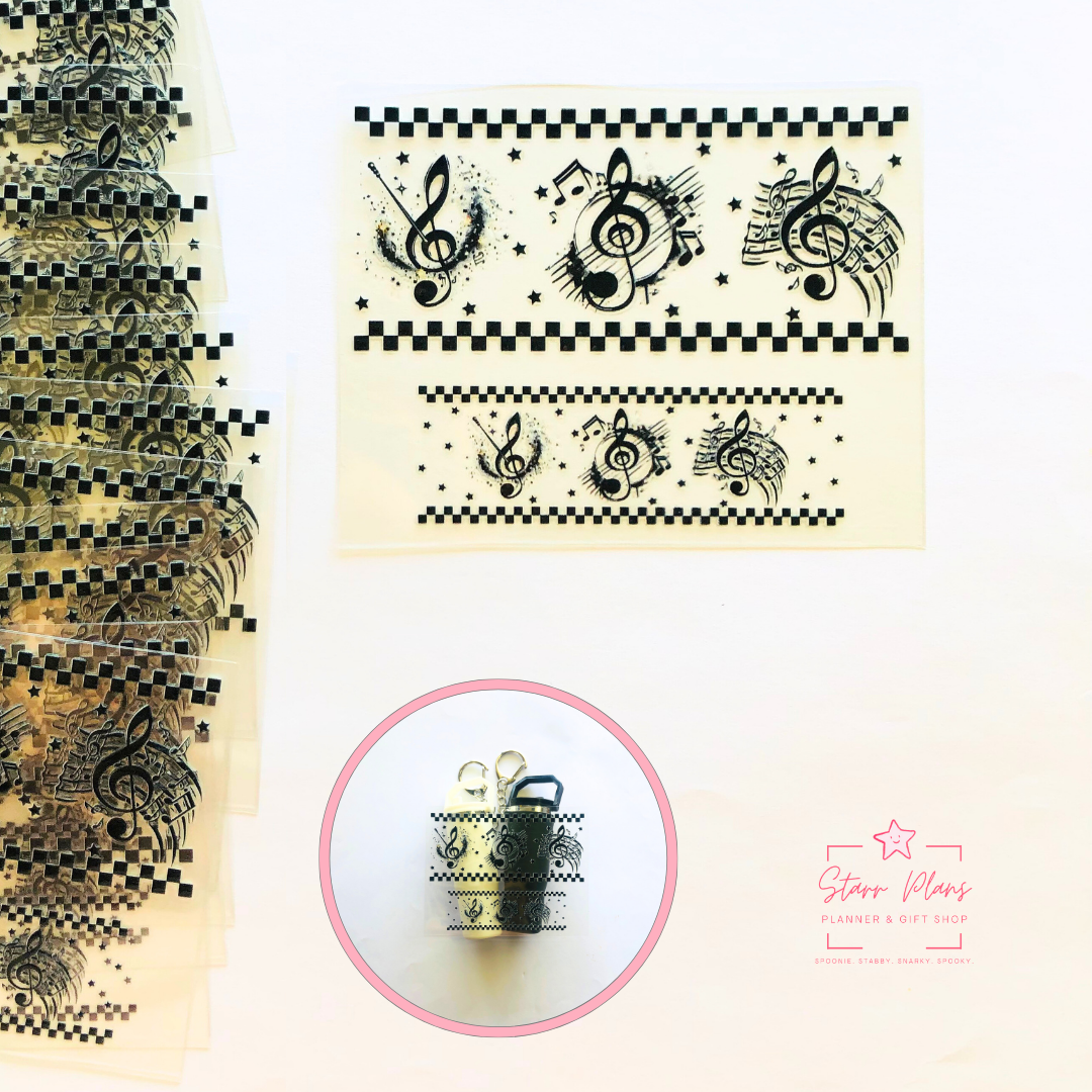 Mini Tumbler UVDTF Decal - Musical Note Checkered