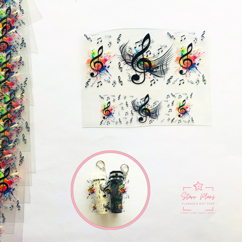 Mini Tumbler UVDTF Decal - Musical Note Watercolor Splash