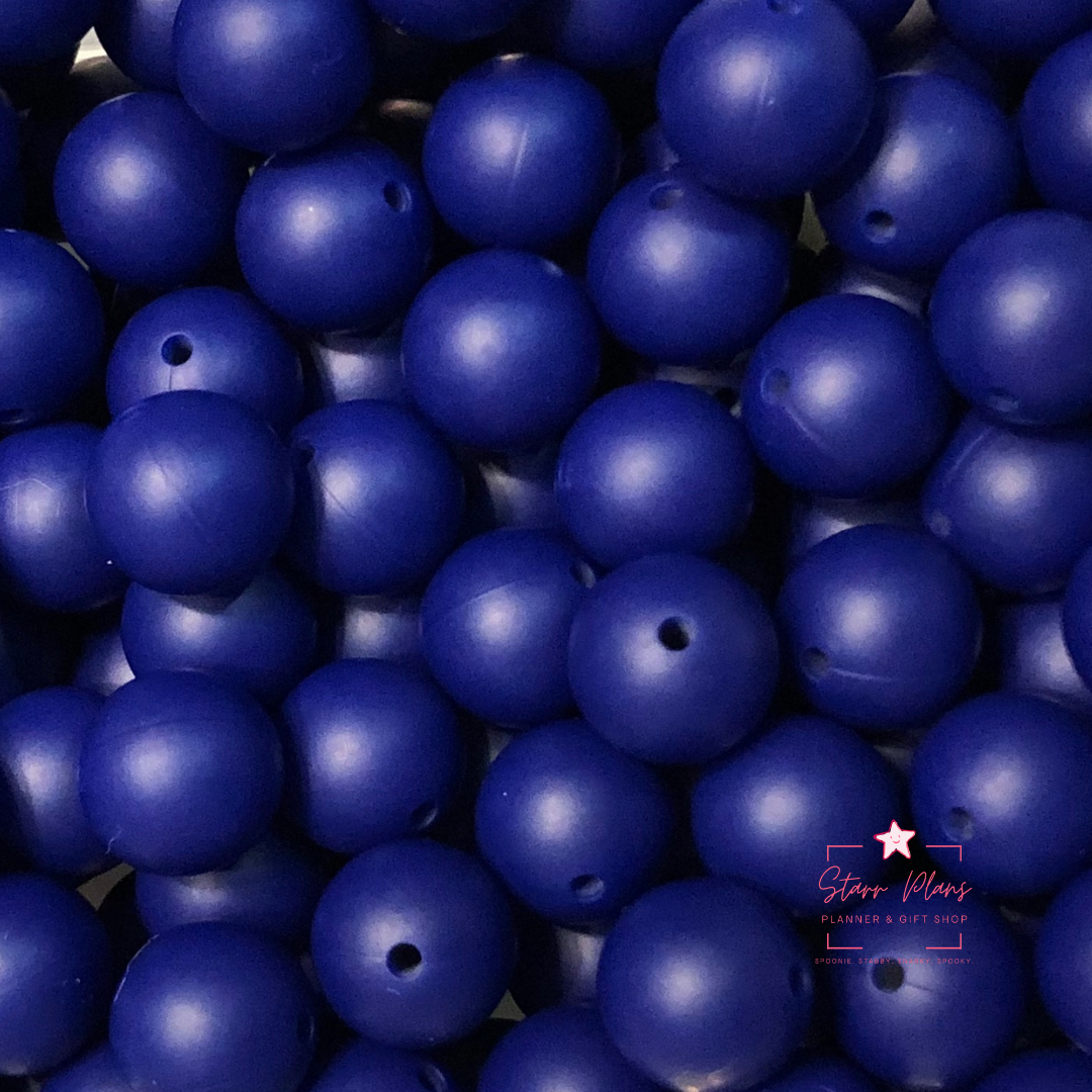 15mm Round Silicone Bead - Navy Blue 46