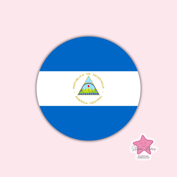 Nicaragua Flag Round Silicone Focal Bead