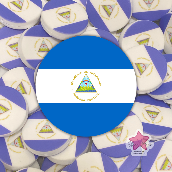 Nicaragua Flag Round Silicone Focal Bead