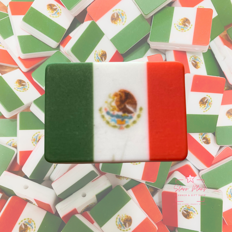 Silicone Focal Beads -  Rectangle Mexican Flag || Starr Plans Exclusive