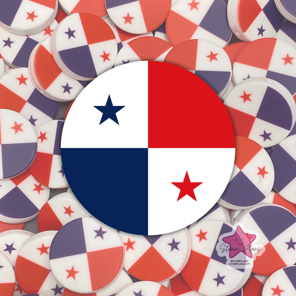 Panama Flag Round Silicone Focal Bead
