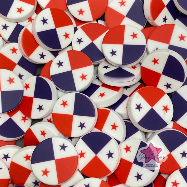 Panama Flag Round Silicone Focal Bead