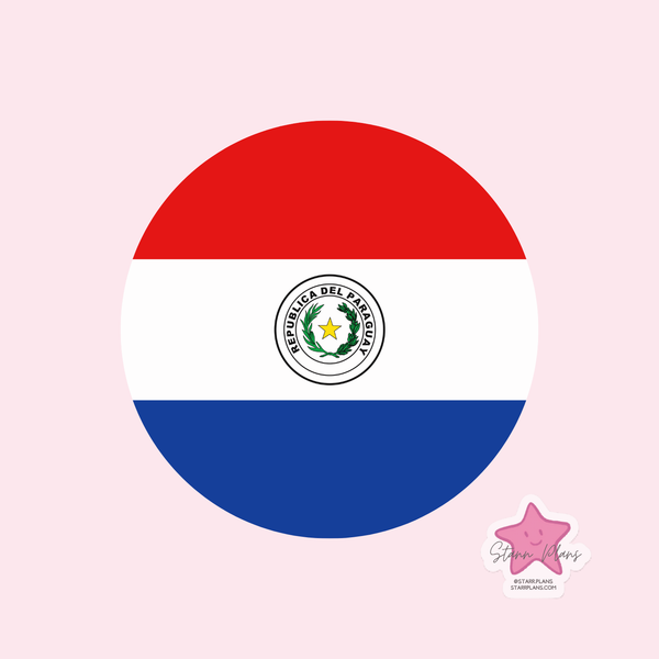 Paraguay Flag Round Silicone Focal Bead ||