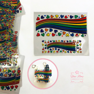 Mini Tumbler UVDTF Decal - Spooky Skull : Rainbow Stars with Clouds