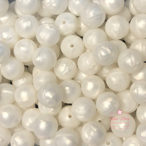 15mm Round Silicone Bead - Pearl White 22