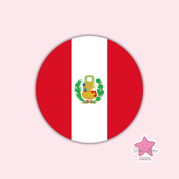 Peru Flag Round Silicone Focal Bead