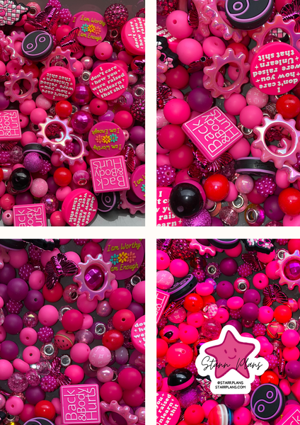 Bead Soup - Girlie Pop Pink || 3mm+ Large Hole || Bead Mixes ||