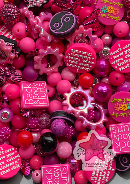 Bead Soup - Girlie Pop Pink || 3mm+ Large Hole || Bead Mixes ||