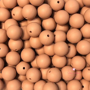 15mm Round Silicone Bead - Pinkish Tan 08
