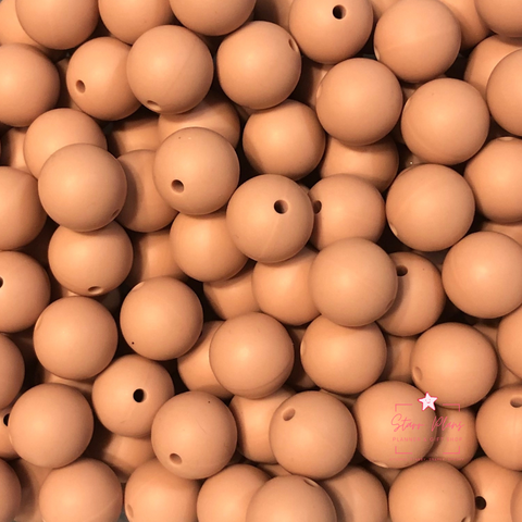 15mm Round Silicone Bead - Pinkish Tan 08