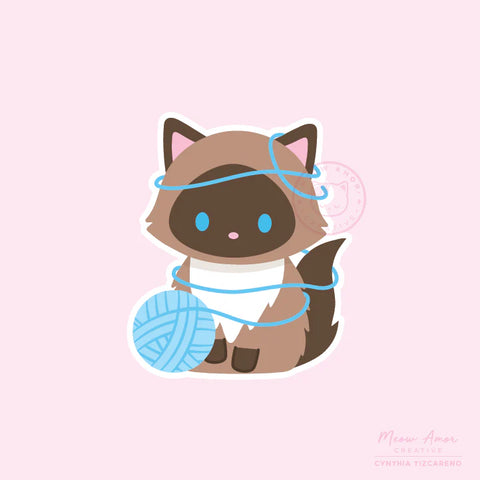 Playful Yarn Cat Vinyl Sticker