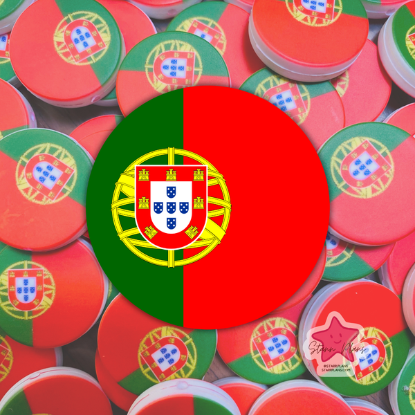 Portugal Flag Round Silicone Focal Bead ||