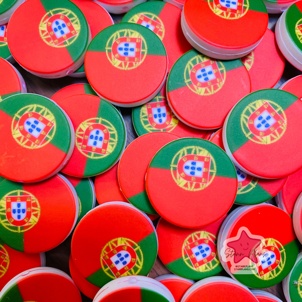 Portugal Flag Round Silicone Focal Bead ||