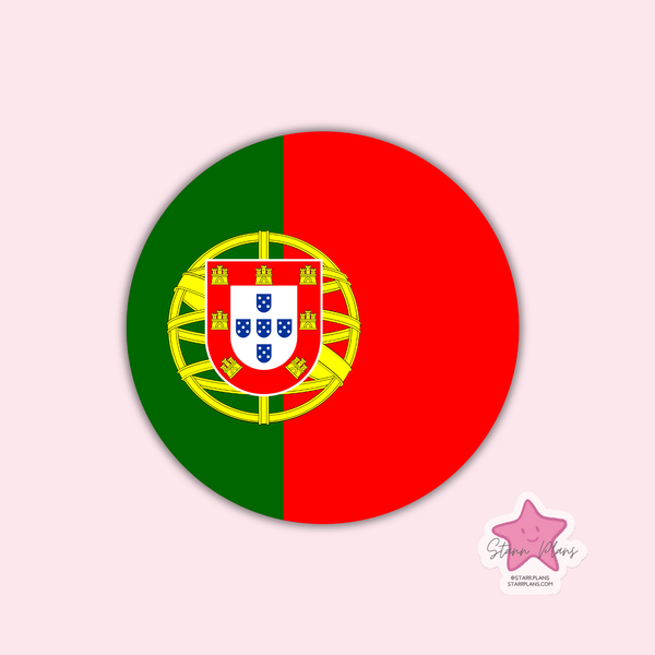 Portugal Flag Round Silicone Focal Bead ||
