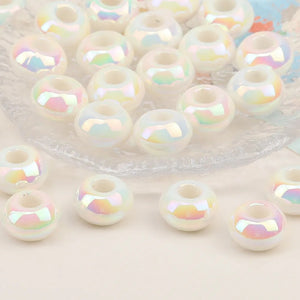 15mm by 15mm 15*15MM Acrylic Large Hole Spacer Bead - Opal
