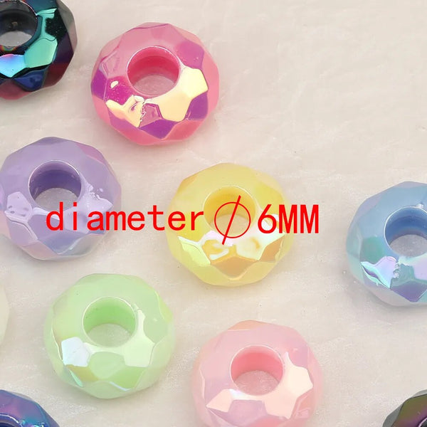 15mm by 15mm 15*15MM Acrylic Large Hole Spacer Bead - Faceted Various Colors
