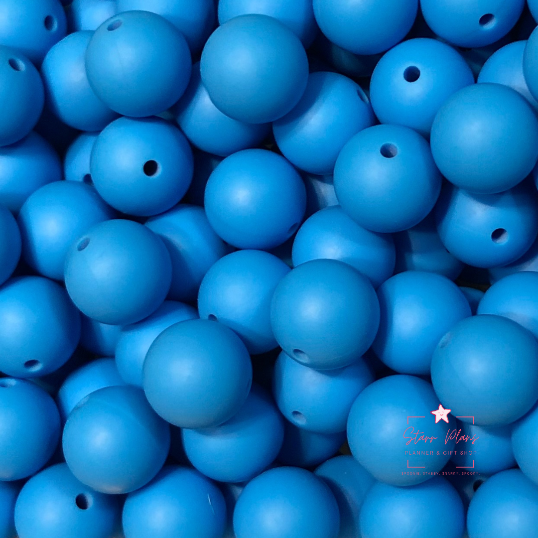 15mm Round Silicone Bead - Sky Blue 43