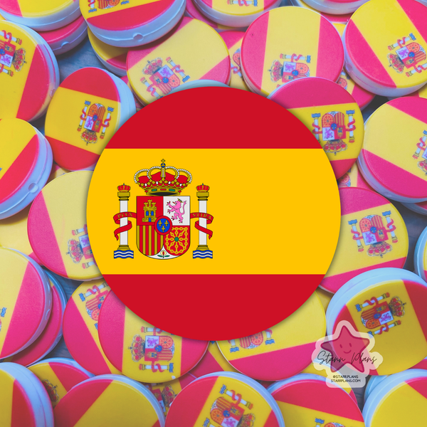 Spain Flag Round Silicone Focal Bead ||