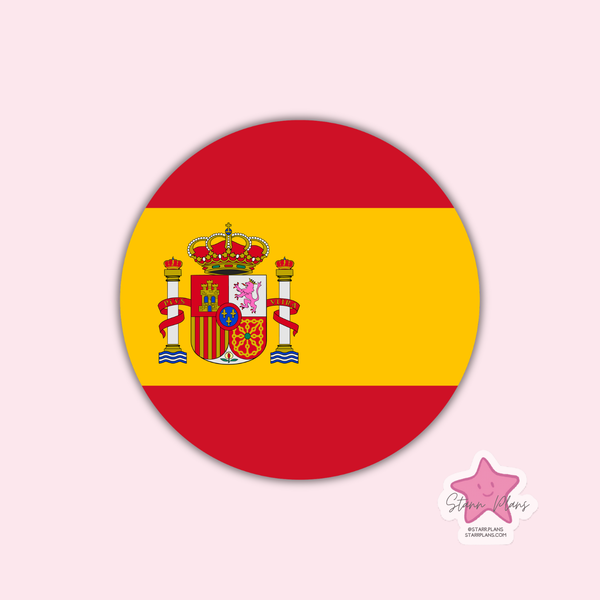 Spain Flag Round Silicone Focal Bead ||