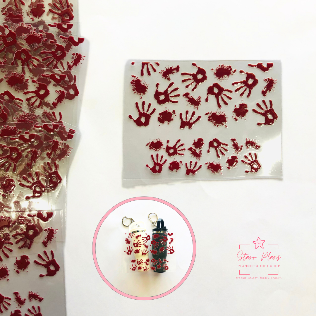 Mini Tumbler UVDTF Decal - Spooky: Bloody Hand Print