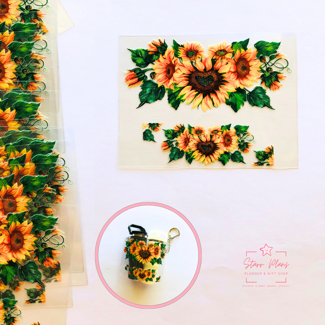 Mini Tumbler UVDTF Decal - Sunflower Heart
