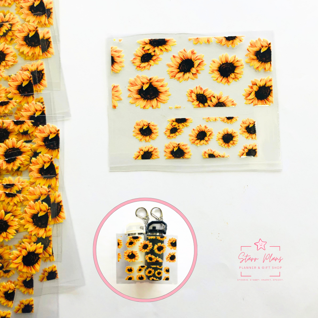Mini Tumbler UVDTF Decal - Sunflower Natural