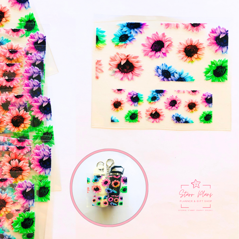 Mini Tumbler UVDTF Decal - Sunflower Rainbow