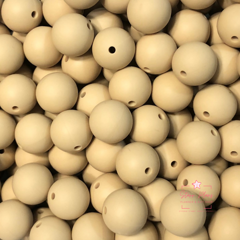 15mm Round Silicone Bead - Tan Brown 07