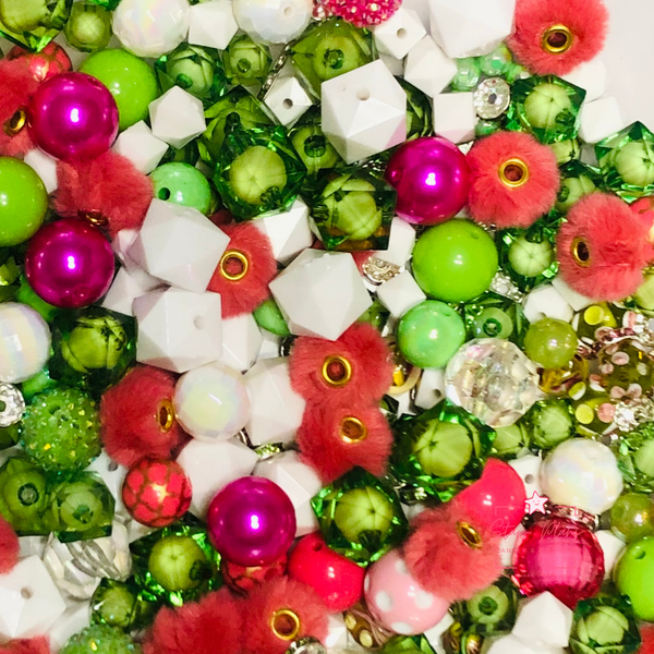 Bead Soup - Tropical Strawberry Limeade  || 3mm+ Large Hole || Bead Mixes || Acrylic