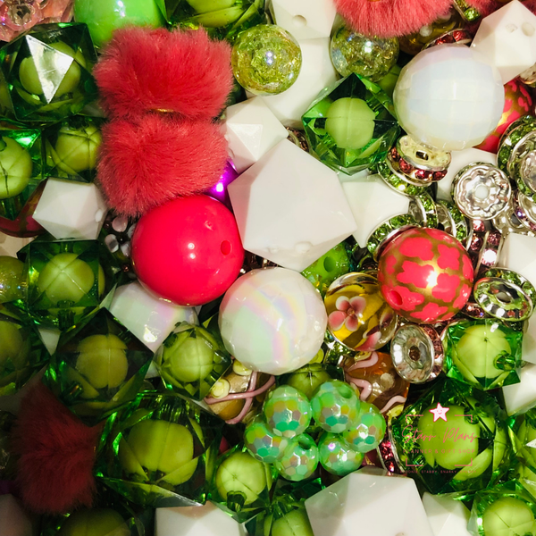 Bead Soup - Tropical Strawberry Limeade  || 3mm+ Large Hole || Bead Mixes || Acrylic