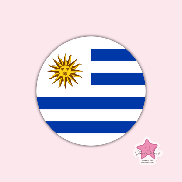 Uruguay Flag Round Silicone Focal Bead ||