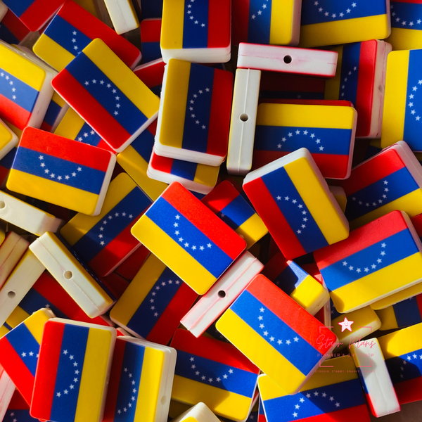 Venezuela Flag Rectangle Silicone Focal Bead || Starr Plans Exclusive