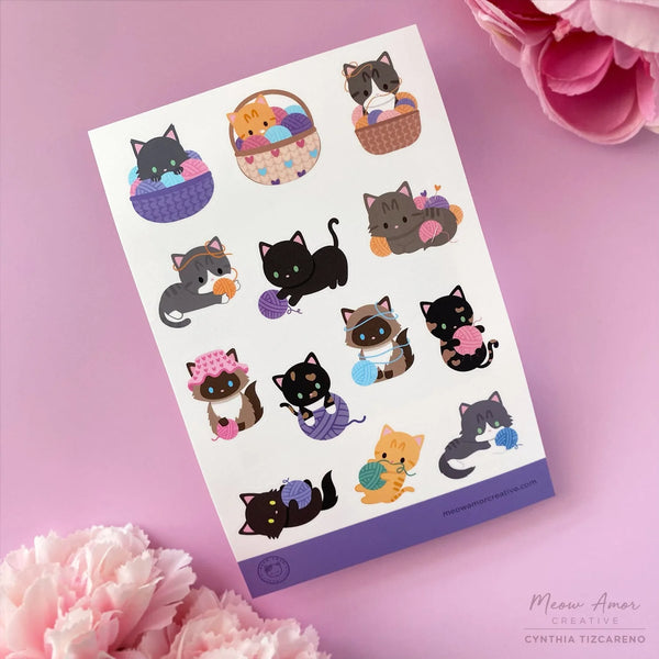 Yarn Cats Vinyl Sticker Sheet