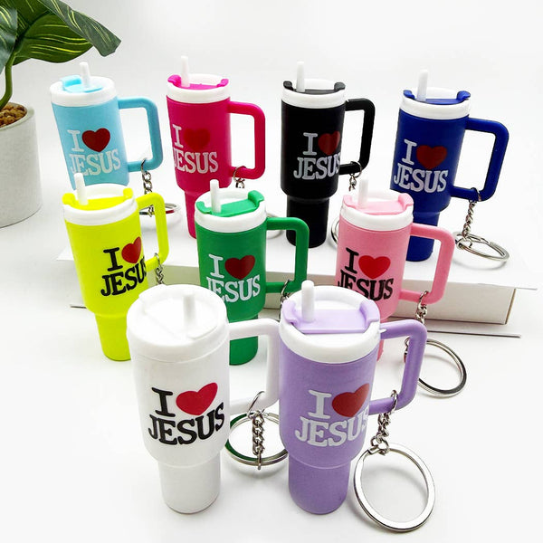 I LOVE JESUS Mini Tumbler Keychain