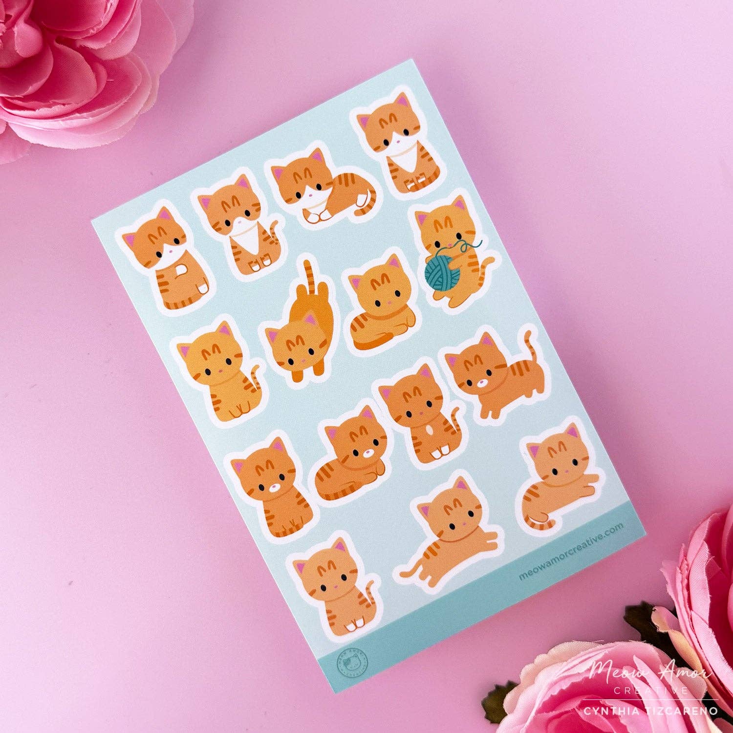 Orange Tabby Cats Vinyl Sticker Sheet