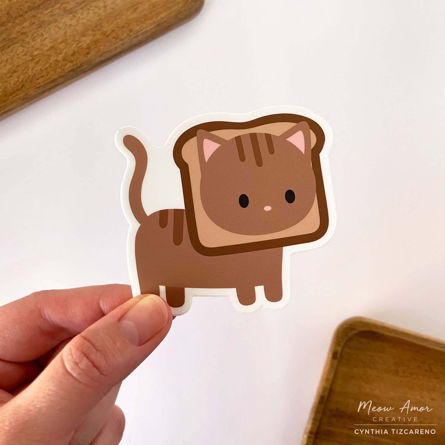 Tabby Cat Toast Vinyl Sticker