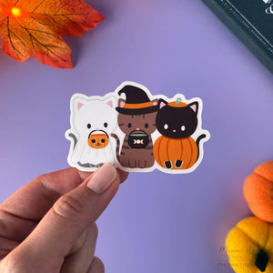 Trick Or Treat Cats Vinyl Sticker