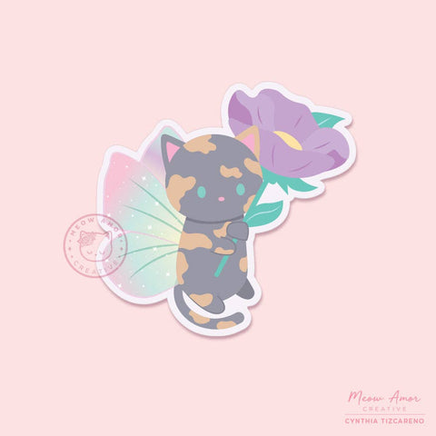Fairy Dilute Tortie Cat Vinyl Sticker